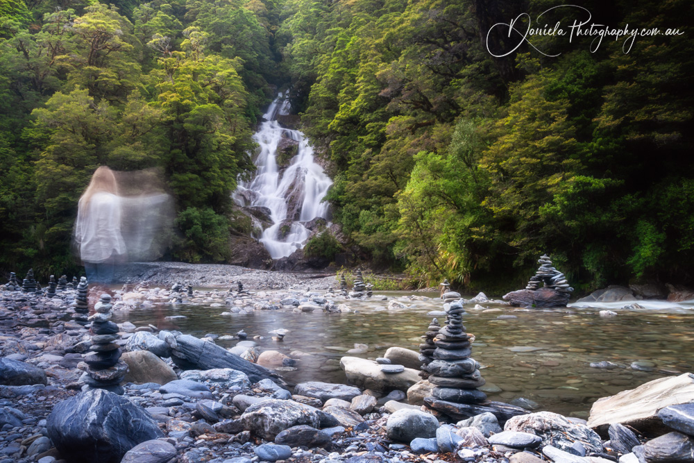 A Ghost at Fantail Falls in New Zealand